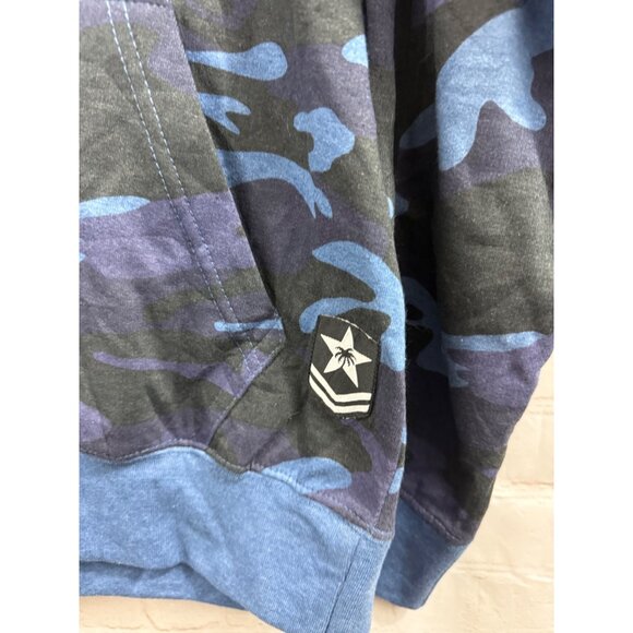 Pop Surf Baltimore Hoodie Mens Size Medium Blue Black Camo Race Stripe Sleeve - Picture 10 of 10